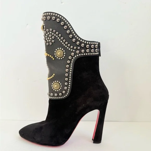 Christian Louboutin Alix Bootic 100 mid calf bootie in Black Suede leather EU37 - Picture 12 of 13